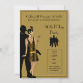 Gangster Moll 1920s Flapper Zwart Goud 50e Feest Kaart (Voorkant)