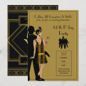 Gangster Moll Jaren 20 Flapper Zwarte Goud 60ste F Kaart (Voorkant / Achterkant)