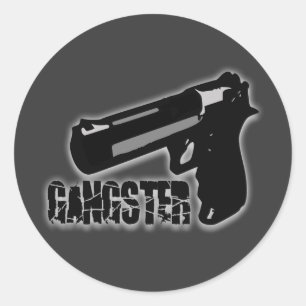 Gangster Pistool Ronde Sticker