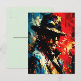 Gangster Portret Abstract Schilderij Vintage Stijl Briefkaart