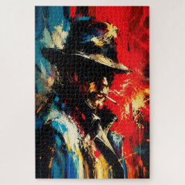 Gangster Portret Abstract Schilderij Vintage Stijl Legpuzzel