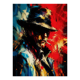 Gangster Portret Abstract Schilderij Vintage Stijl Perfect Poster