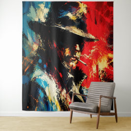 Gangster Portret Abstract Schilderij Vintage Stijl Wandkleed