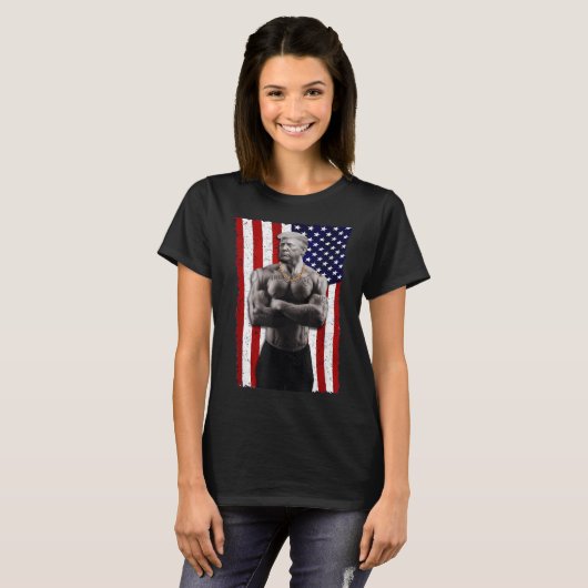 Gangster Pro Donald Trump Tattoo Republikein Ameri T-shirt (Voorkant volledig)