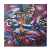 Gangster rapper urbane graffiti street art tegeltje (Voorkant)