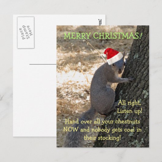 Gangster Santa Squirrel Christmas Briefkaart (Voorkant / Achterkant)