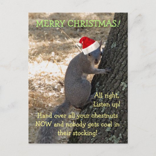 Gangster Santa Squirrel Christmas Briefkaart (Voorkant)