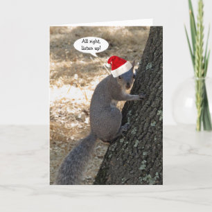 Gangster Santa Squirrel Christmas Kaart