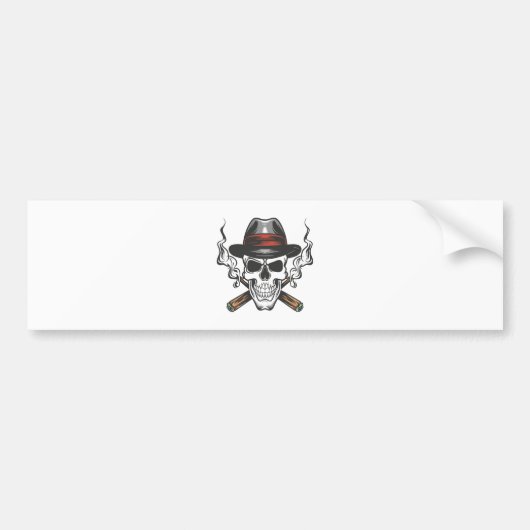 Gangster schedel met fedora hoed bumpersticker (Voorkant)