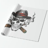 Gangster schedel met fedora hoed cadeaupapier (Uitgerold)