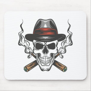 Gangster schedel met fedora hoed muismat