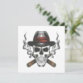 Gangster schedel met fedora pet (Staand voorkant)