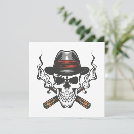 Gangster schedel met fedora pet (Staand voorkant)