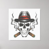 Gangster schedel met fedora pet canvas afdruk (Voorkant)