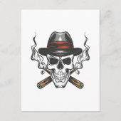 Gangster schedel met fedora pet informatiekaartje (Achterkant)