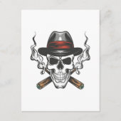 Gangster schedel met fedora pet informatiekaartje (Voorkant)
