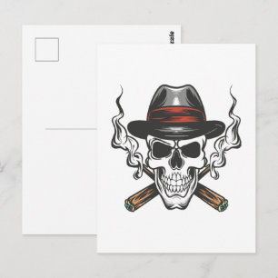 Gangster schedel met hoed briefkaart