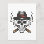 Gangster schedel met hoed briefkaart (Voorkant)