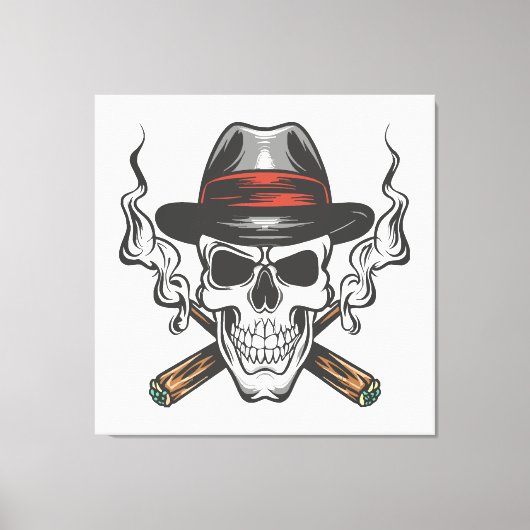 Gangster schedel met hoed canvas afdruk (Voorkant)