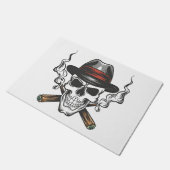 Gangster schedel met hoed deurmat (Schuin)