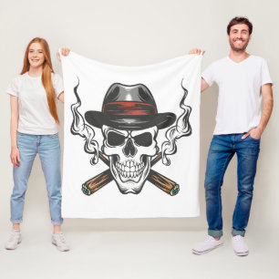Gangster schedel met hoed fleece deken