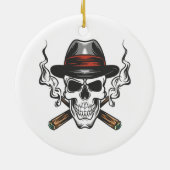 Gangster schedel met hoed keramisch ornament (Achterkant)