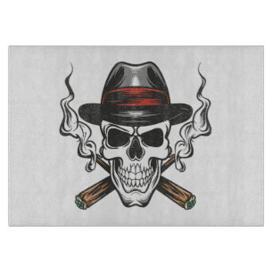 Gangster schedel met hoed snijplank