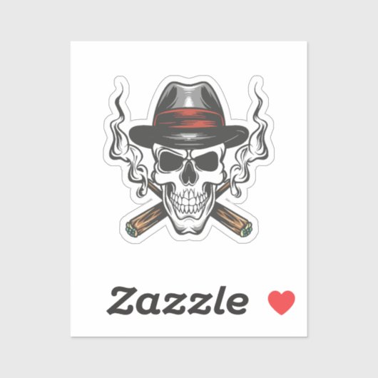 Gangster schedel met hoed sticker (Vel)