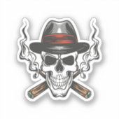 Gangster schedel met hoed sticker (Voorkant)