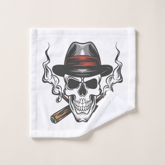 Gangster schedel met hoed washandje (Wasdoekje)