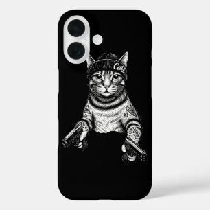 Gangsterkat-tatoeagekunst   Coole Streetwear Kitty iPhone 16 Hoesje