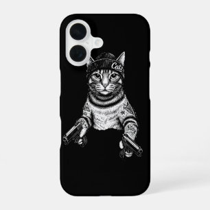 Gangsterkat-tatoeagekunst Coole Streetwear Kitty iPhone 16 Hoesje
