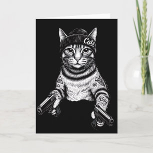 Gangsterkat-tatoeagekunst Coole Streetwear Kitty Kaart