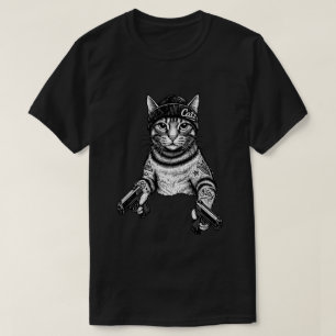 Gangsterkat-tatoeagekunst Coole Streetwear Kitty T-shirt