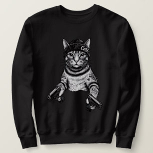Gangsterkat-tatoeagekunst Coole Streetwear Kitty Trui