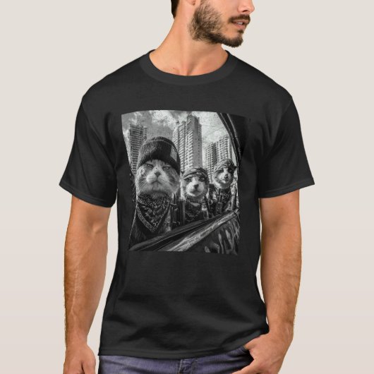 Gangsterkatten straat grappig t-shirt (Voorkant)