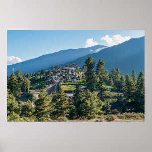 Gangtey Goemba Buddhist klooster, centraal Bhutan Poster