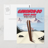 Gangwon-do Korea ski-poster Briefkaart (Voorkant / Achterkant)