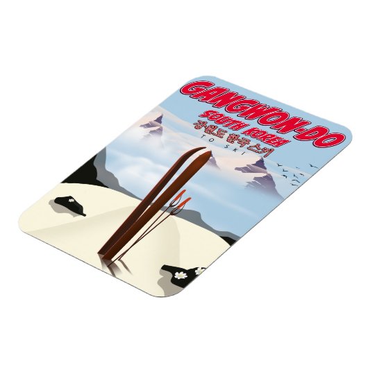 Gangwon do Korea ski-poster Magneet (Linkerzijde)