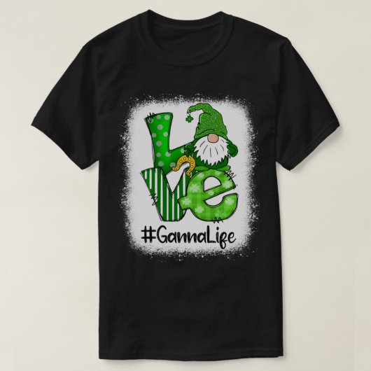 Ganna Love St Patricks Dag Gebleekte Gnome Lucky T-shirt (Design voorkant)
