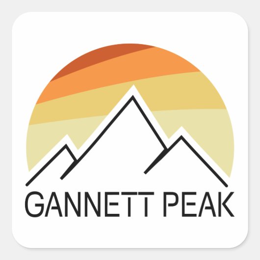 Gannett Peak Retro Vierkante Sticker (Voorkant)