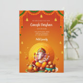 Ganpati darshan invite kaart Ganesh pooja uitnodig (Staand voorkant)