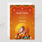 Ganpati darshan invite kaart Ganesh pooja uitnodig (Voorkant / Achterkant)