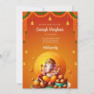Ganpati darshan invite kaart Ganesh pooja uitnodig
