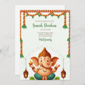 Ganpati darshan uitnodiging Ganesh pooja kaart (Voorkant / Achterkant)