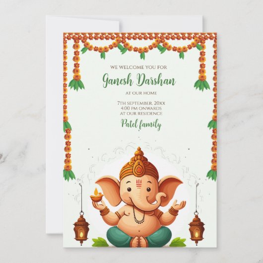 Ganpati darshan uitnodiging Ganesh puja kaart (Voorkant)