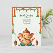 Ganpati darshan uitnodiging Ganesh puja kaart (Staand voorkant)