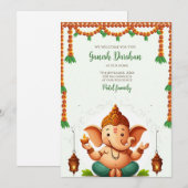 Ganpati darshan uitnodiging Ganesh puja kaart (Voorkant / Achterkant)