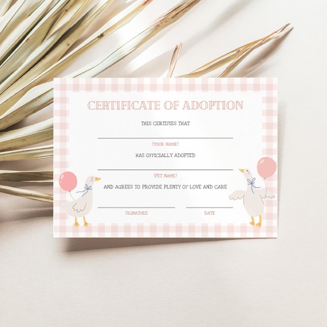 Gans Adoptie Certificaat Verjaardags Decoratie Kaa (Creator heeft geüpload)