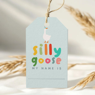 Gans Adoptie Knuffel Blauwe Boerderij Verjaardags  Cadeaulabel